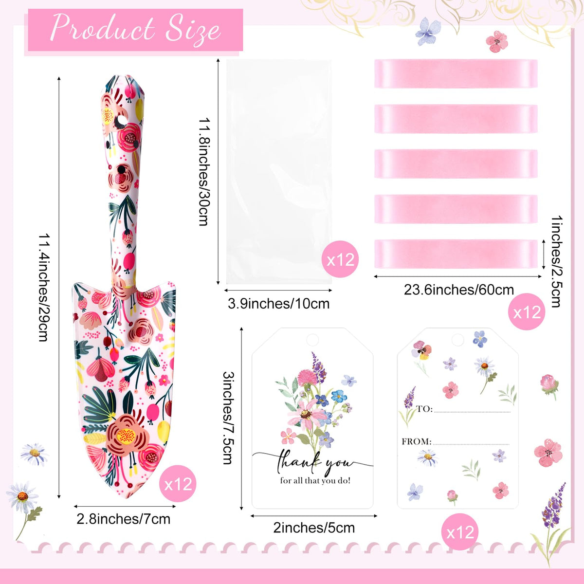 Blosssound garden tools with floral pink design for aesthetic garden appeal