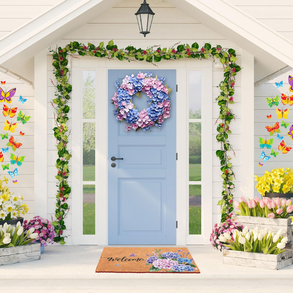 Blosssound spring decor mat adds color to porch and doorway