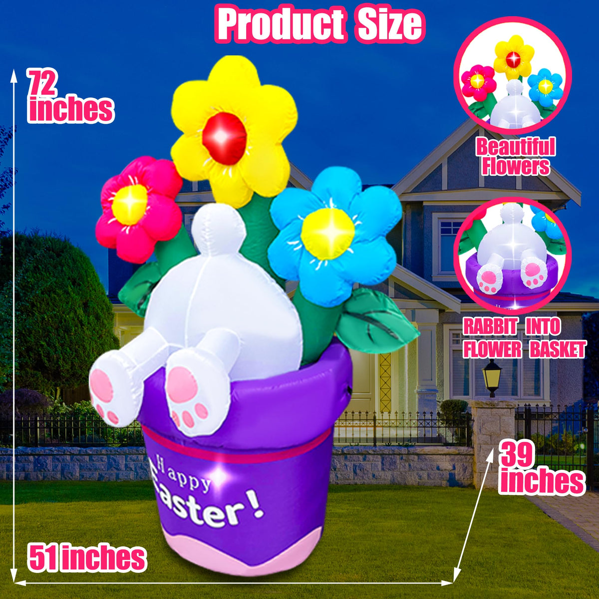 BLOWOUT FUN built-in fan enables quick, easy setup.