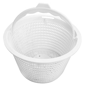 Blrkaui 8-inch inground skimmer basket in white traps debris before reaching the pump.