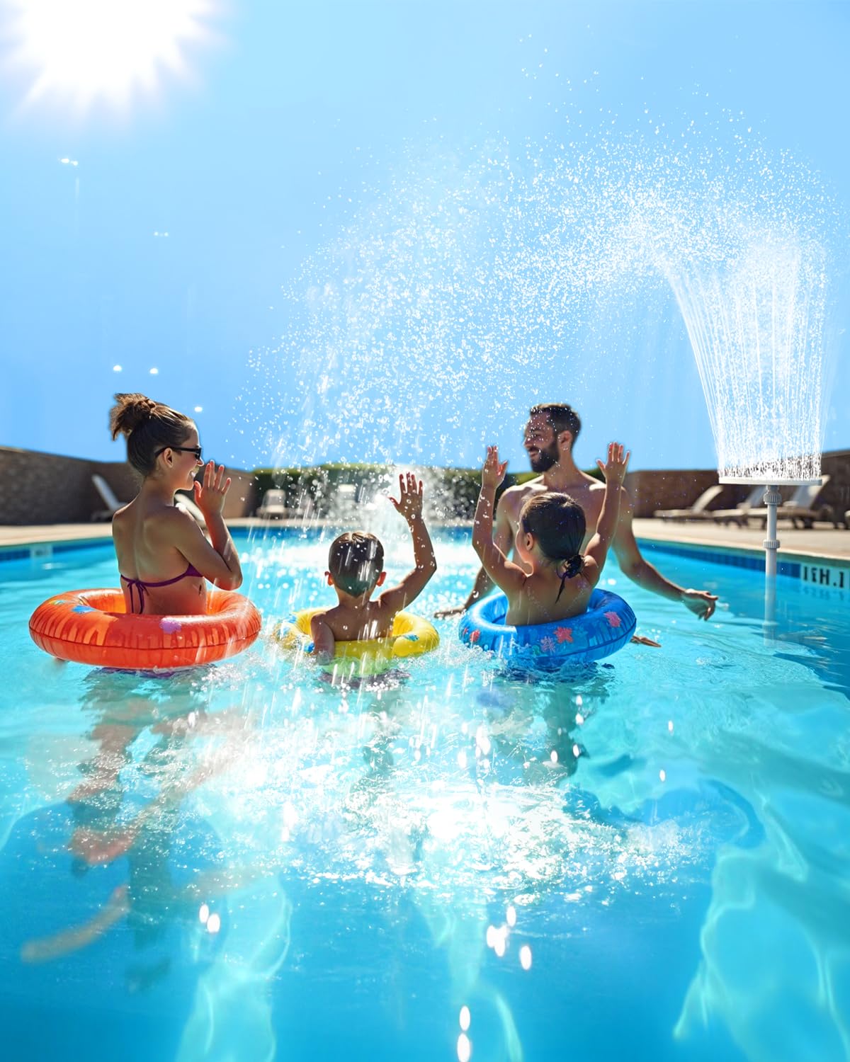 BLSKBY fountain cools pool water by 6-10°F for a refreshing dip