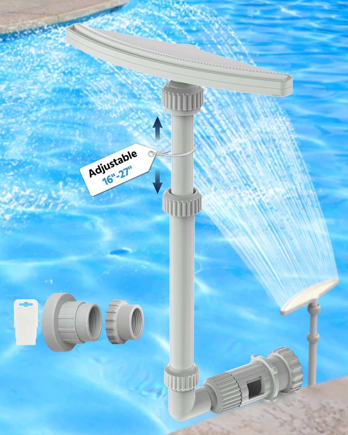 BLSKBY upgraded above ground pool fountain with 16-27 inch adjustable height for dramatic water displays
