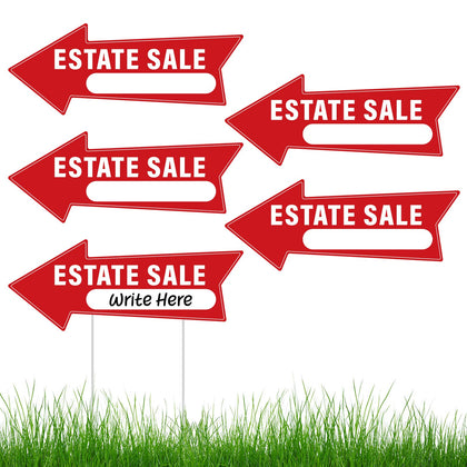 BLSUREFYX estate sale sign front view with bold red background for visibility
