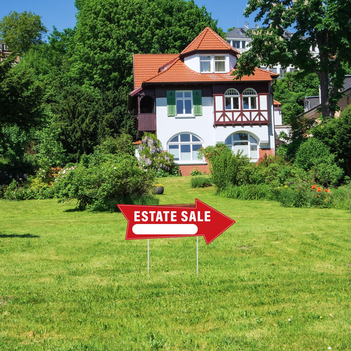 BLSUREFYX estate sale signs set up across multiple sale locations