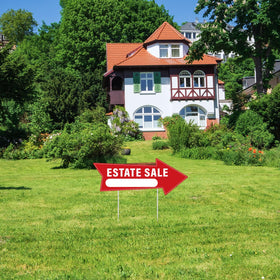 BLSUREFYX estate sale signs set up across multiple sale locations