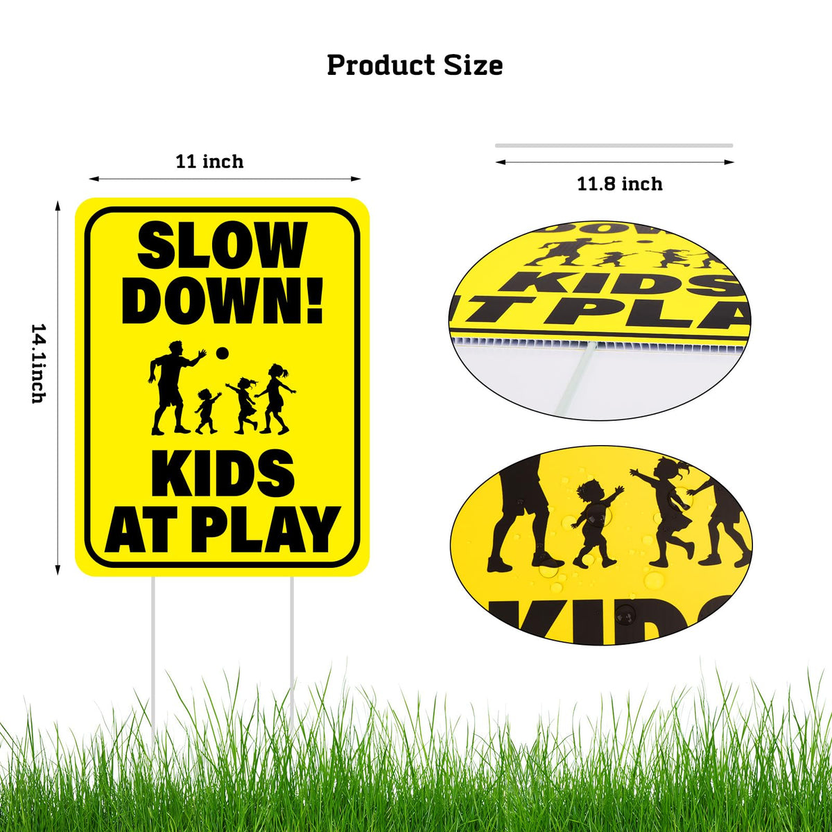 BLSUREFYX signs installed in yard demonstrate durable, high-visibility safety.