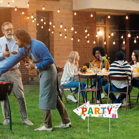BLSUREFYX yard sign with stakes included, durable for outdoor parties.