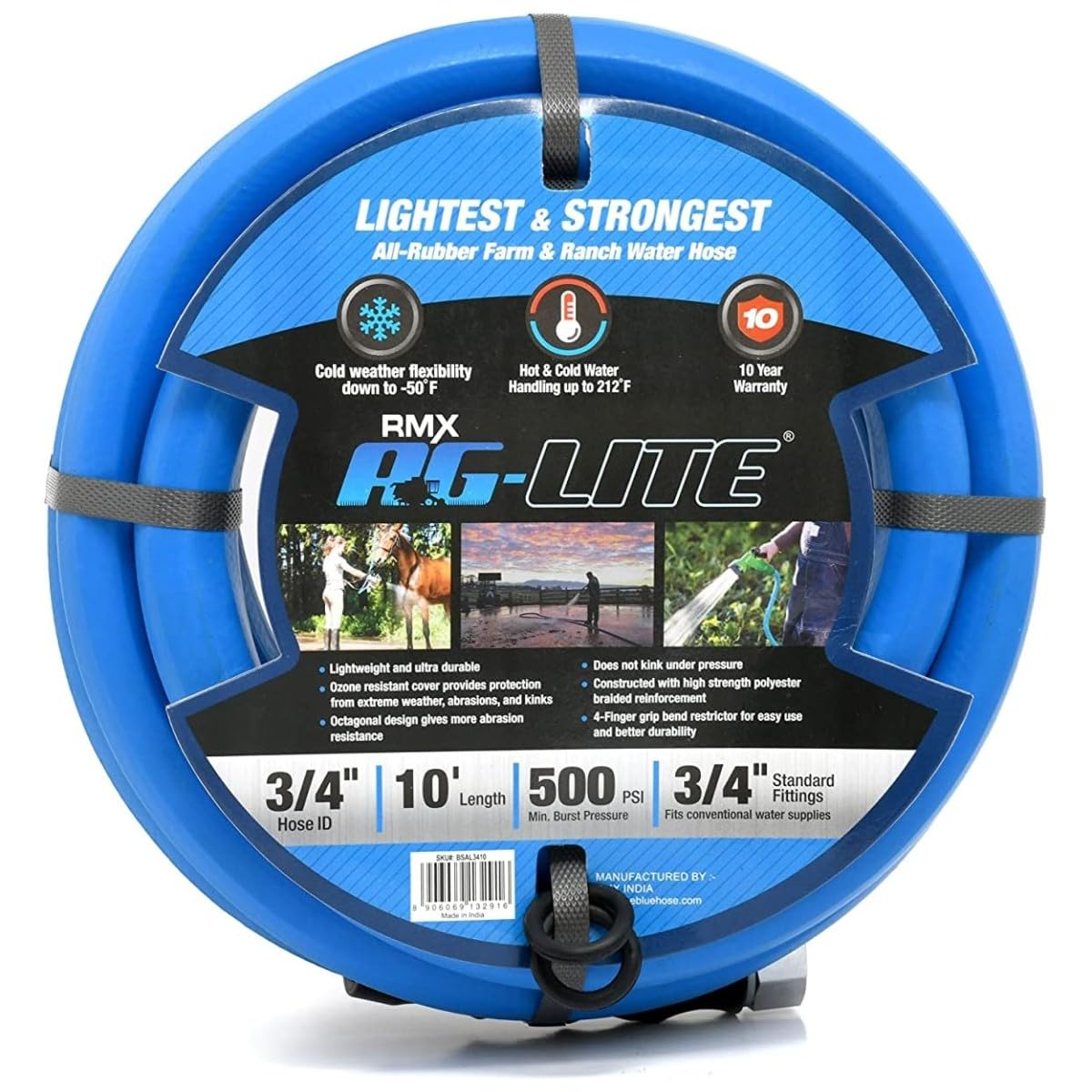 BLUBIRD AG-LITE BSAL3410 hose coiled, easy to store and carry.