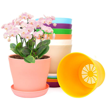 Bluckincle 5.5-inch colorful plant pots ideal for indoor and outdoor displays.
