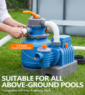 BluClear 2500 GPH pump 6-way valve offers versatile filtration options.