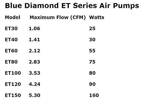 Blue Diamond Enviro ET80 air output detail highlighting 2.83 CFM performance