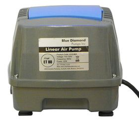 Blue Diamond Enviro ET80 front view with compact aluminum chassis for efficient pond aeration