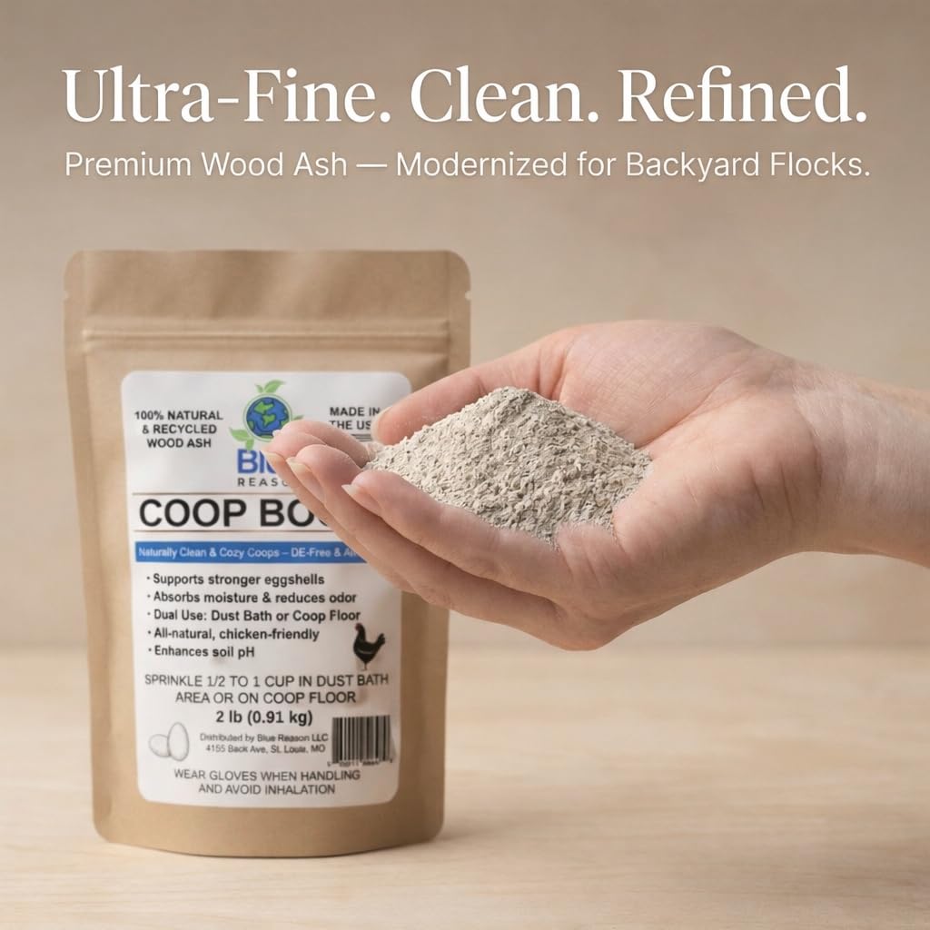 Blue Reason Coop Boost in nesting box area aids odor control and bedding freshness.