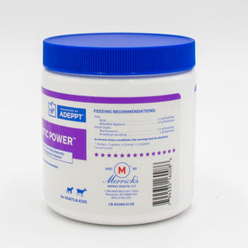 Blue Ribbon Goat Probiotic powder being mixed into feed for easy feeding.
