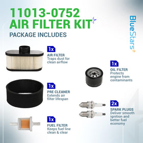 BlueStars air filter 11013-0752 close-up boosts filtration for cleaner air and better engine performance.