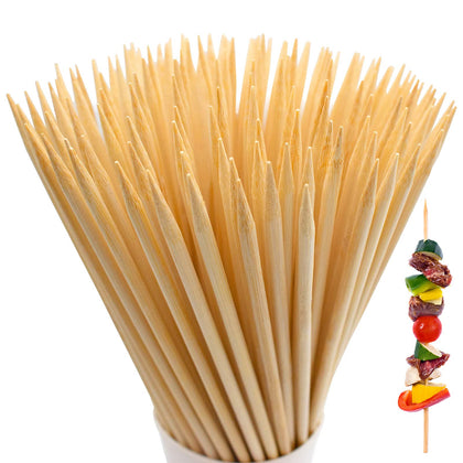 Blue Top bamboo skewers showing 10-inch length for grilling