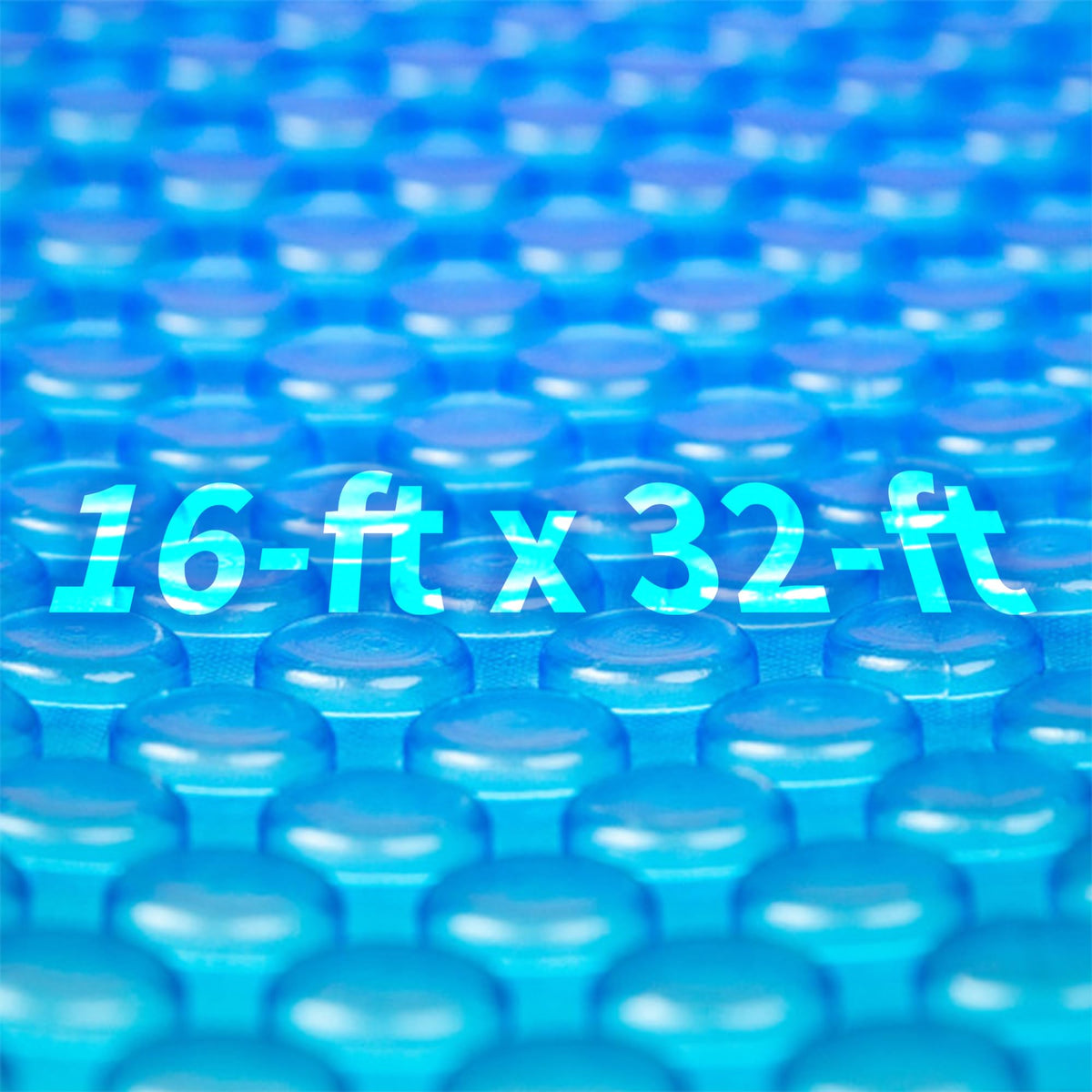 Blue Wave 16x32 rectangular solar blanket on pool showing full-coverage heat potential