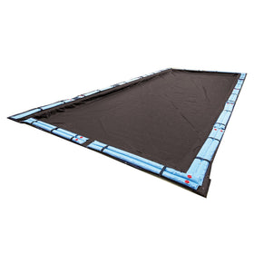 Blue Wave Bronze rectangular winter cover protecting inground pool from debris