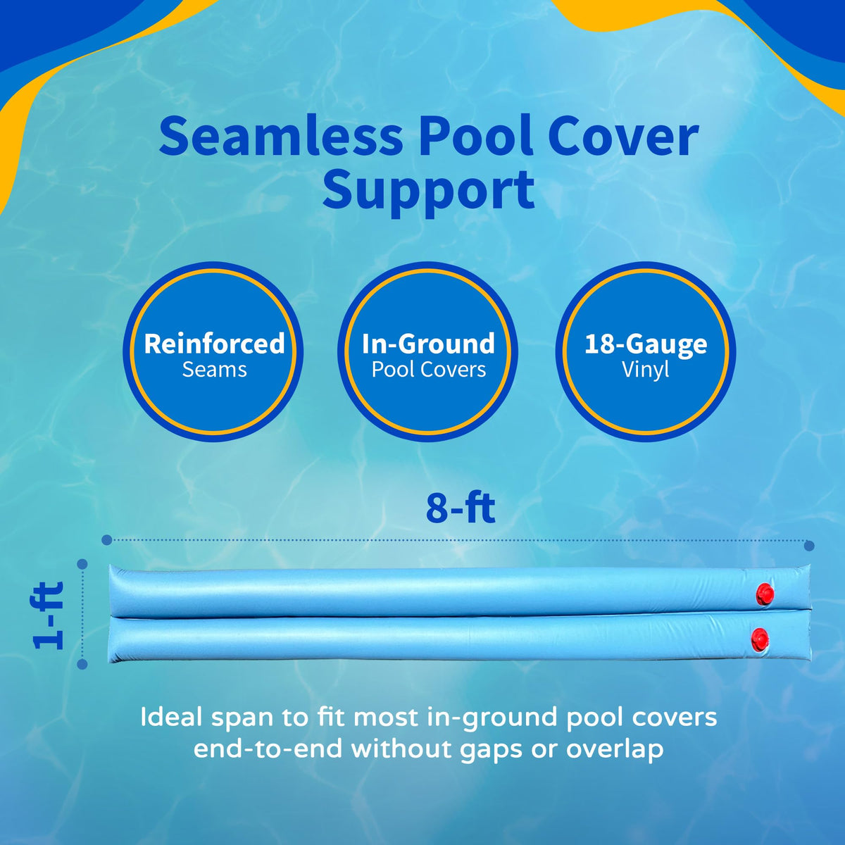 Blue Wave dual-chamber design evenly anchors pool covers.