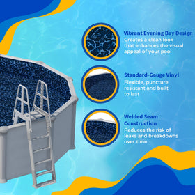 Blue Wave Evening Bay welded seams for a smooth, durable interior surface.