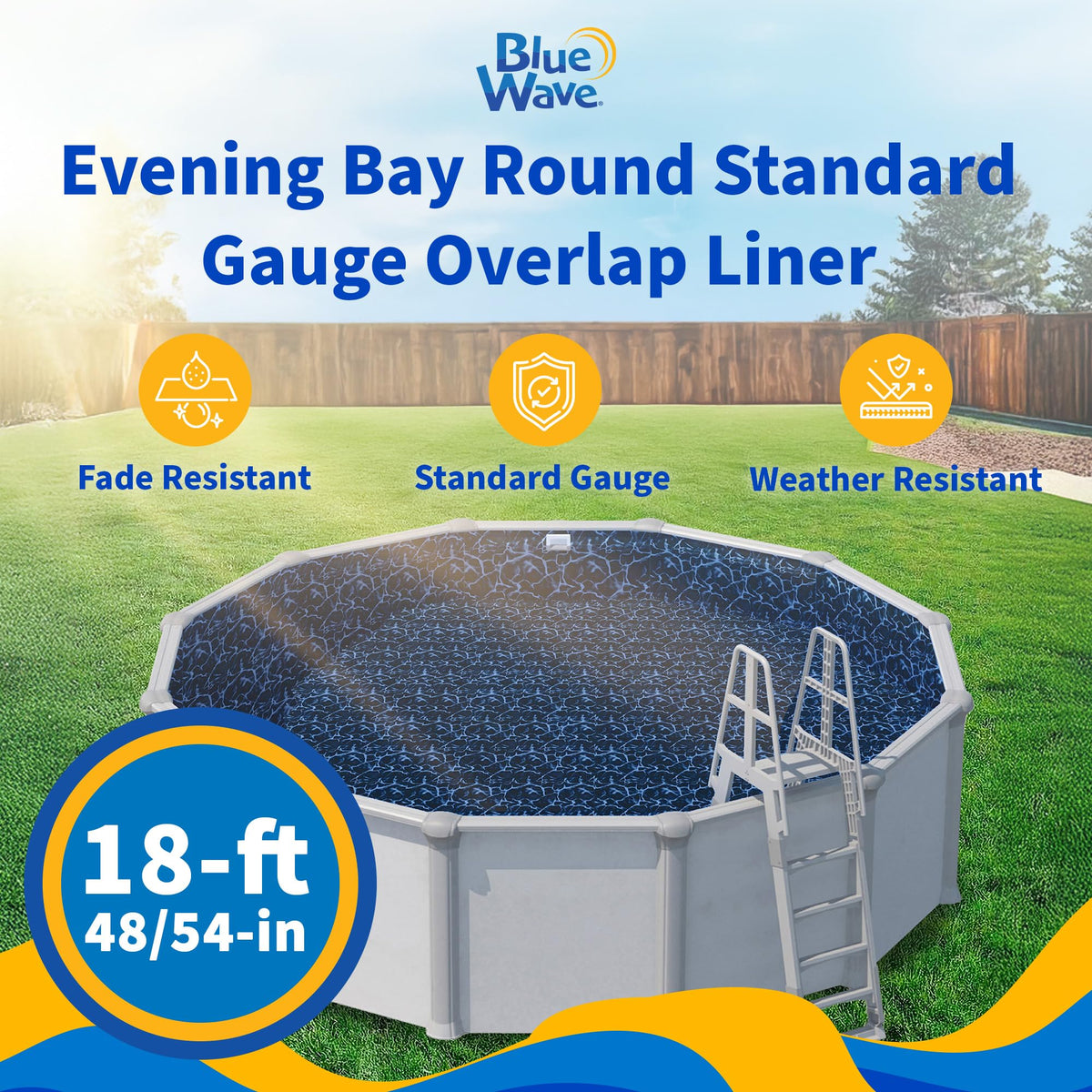 Blue Wave Evening Bay welded seams provide a smooth surface and durability.
