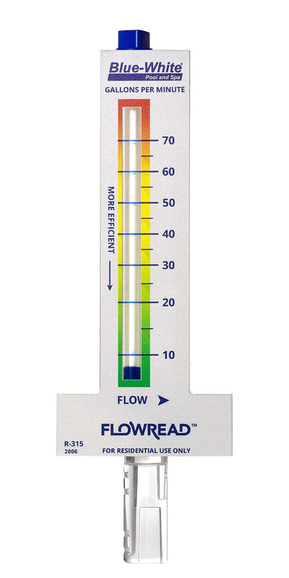 Blue-White FLOWREAD R-315 flow meter readout for precise pool flow control.