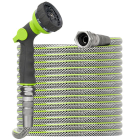 BlueBala 50ft non-expandable garden hose maintains steady length for reliable watering.
