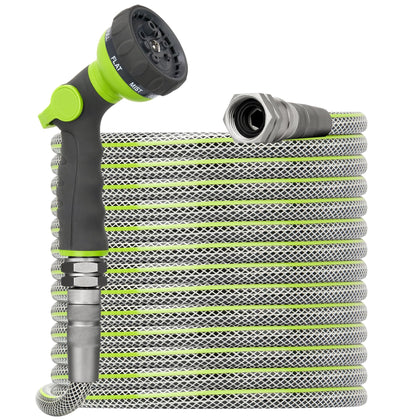 BlueBala 50ft non-expandable garden hose maintains steady length for reliable watering.