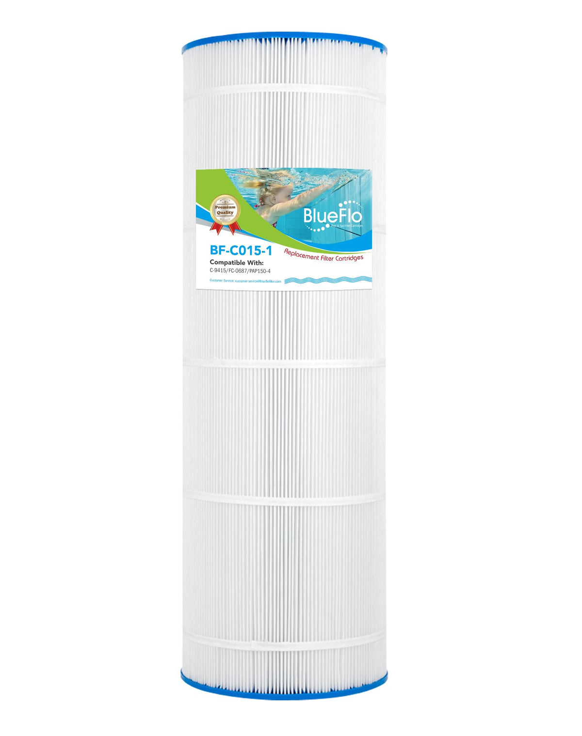 BLUEFLO PAP150 filter top view showing compact 150 sq ft filtration for pools.