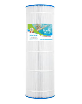 BLUEFLO PAP150 filter top view showing compact 150 sq ft filtration for pools.