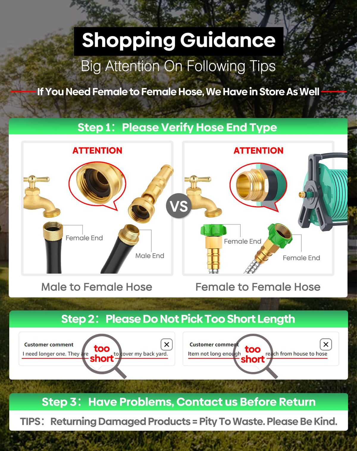 BlueGarden 3/4-inch brass fittings ensure tight, leak-resistant connections.