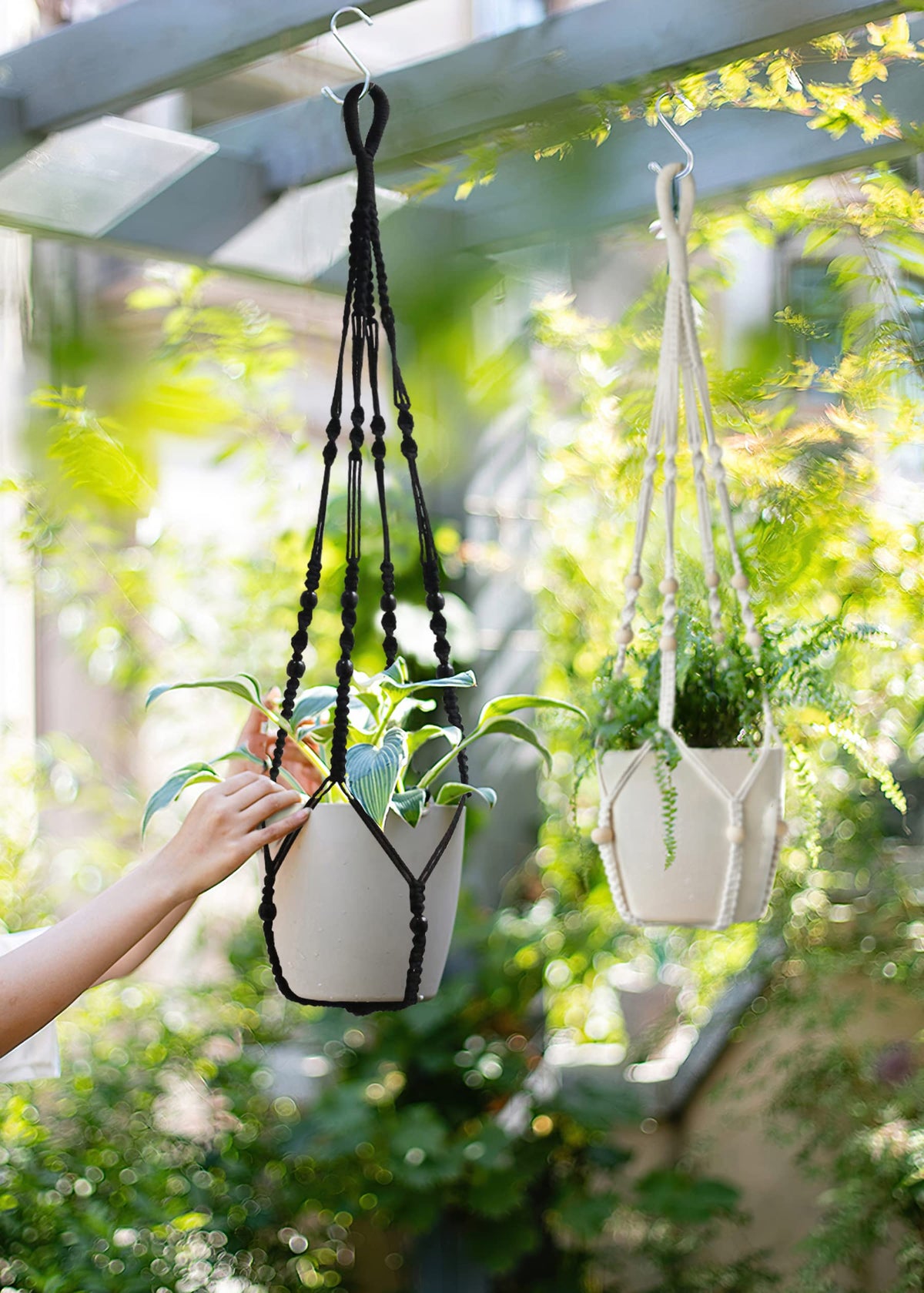 BlueMake indoor-outdoor hanging planter with ceiling hooks included for easy setup