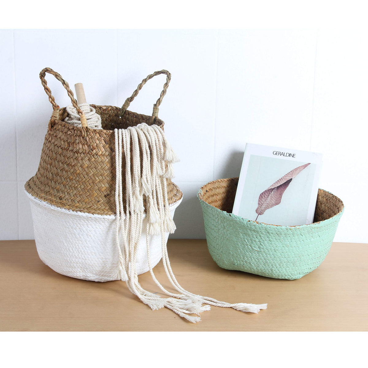 BlueMake plant pot cover basket showing natural texture while concealing pots tastefully.