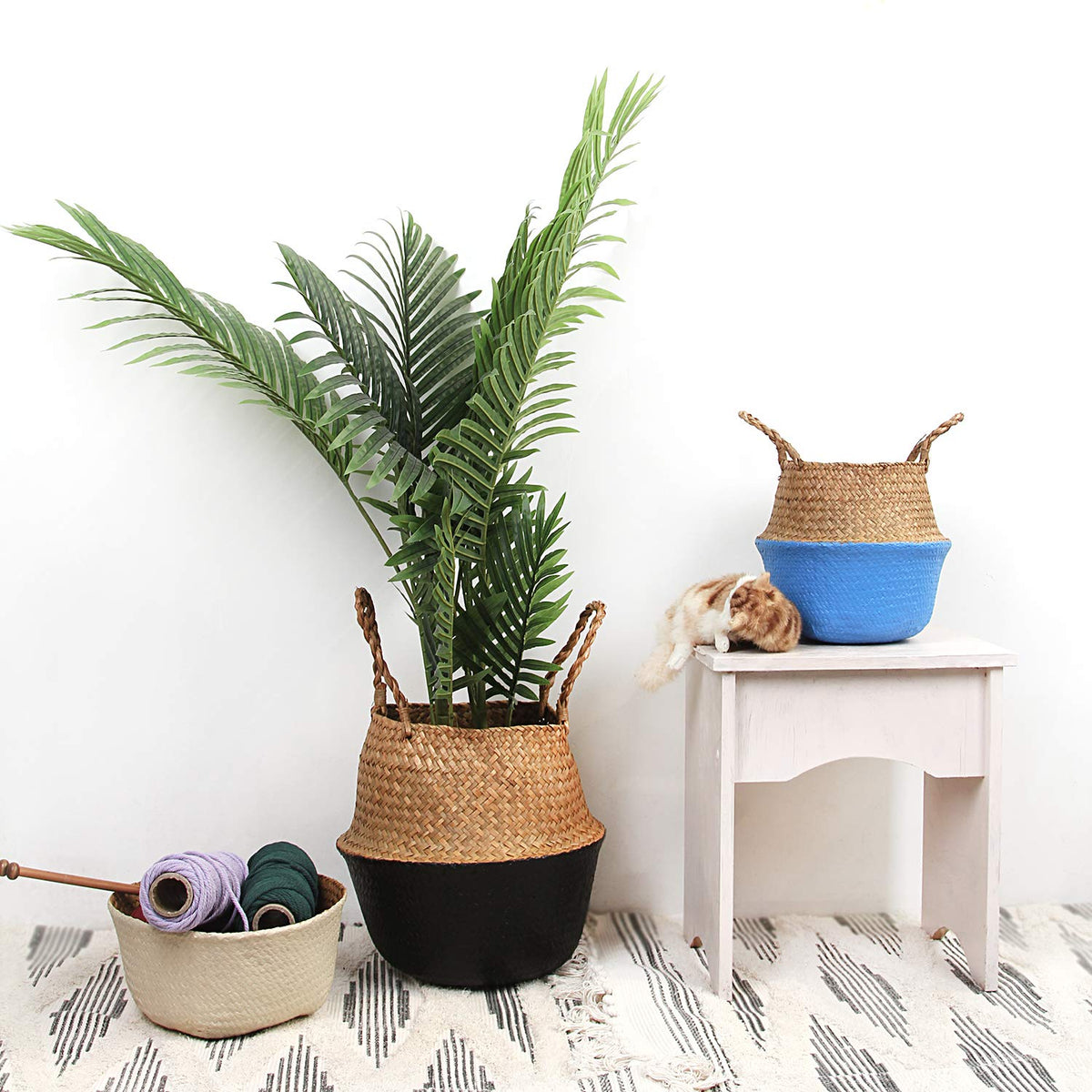 BlueMake belly basket used for toy storage, soft organic style with easy reach.