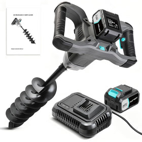 Bluemars Earth Auger with 40V battery and charger—ideal for fencing posts.