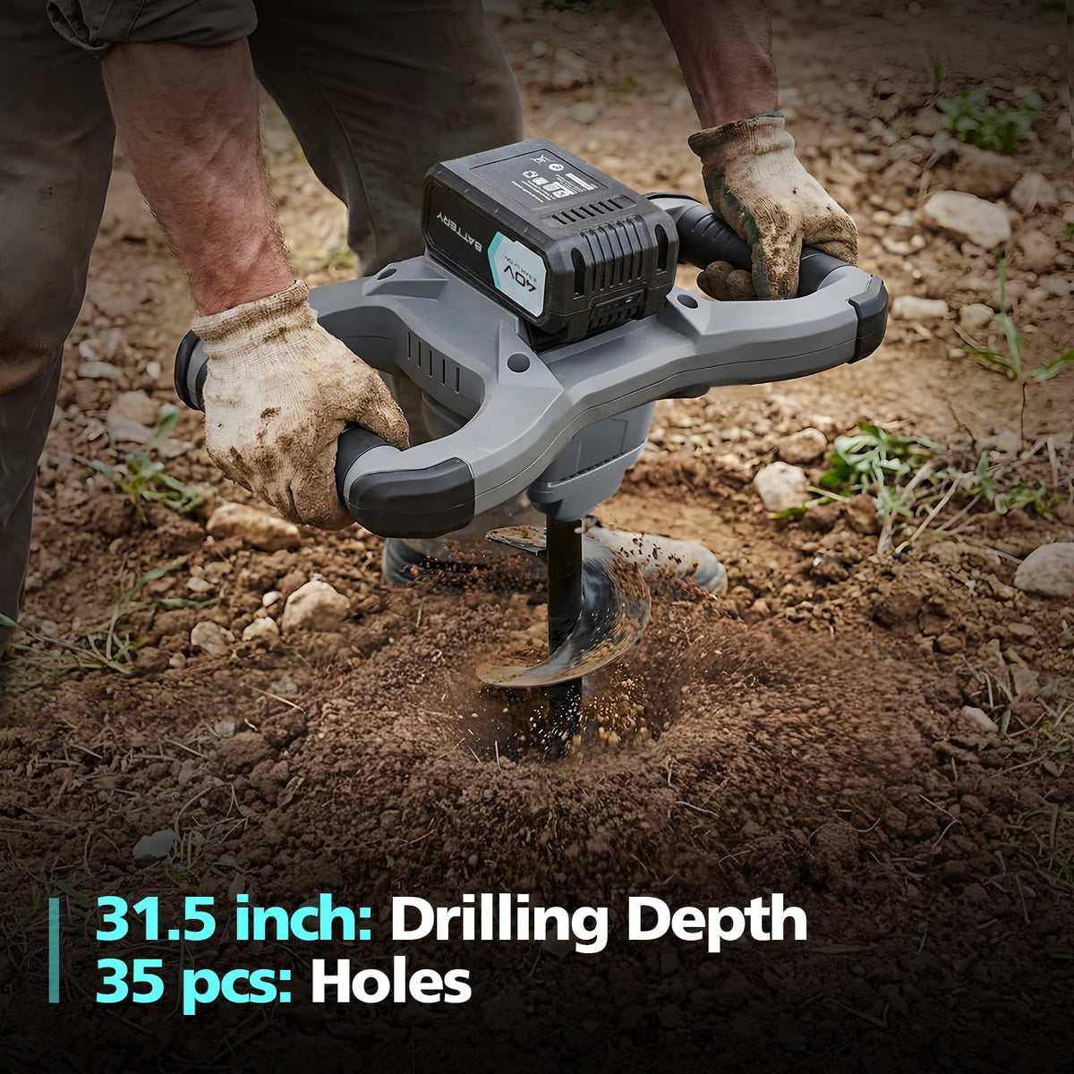 Bluemars Earth Auger features steel frame and gearbox for stability.