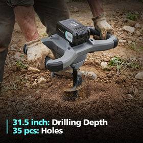 Bluemars Earth Auger features steel frame and gearbox for stability.