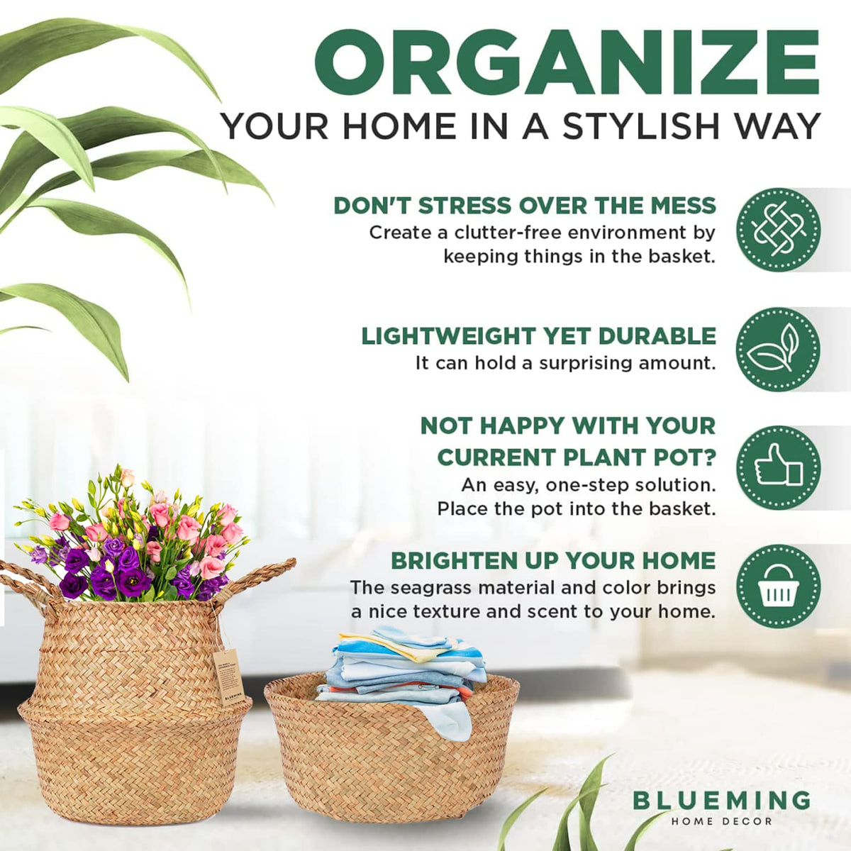 Blueming Seagrass Basket storage option for small items