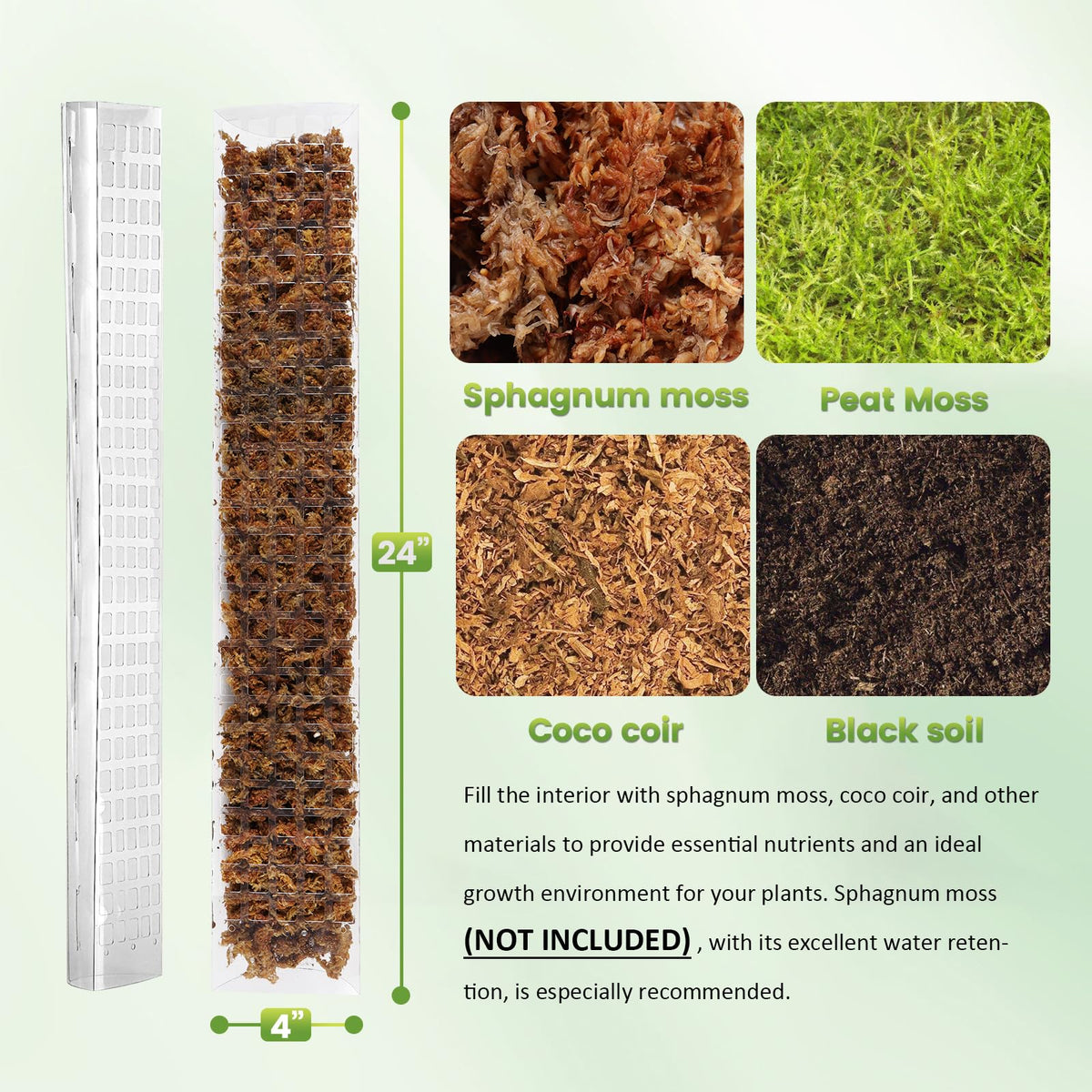 Bluepro 24-inch moss pole folded into a semi cylindrical D shape during assembly