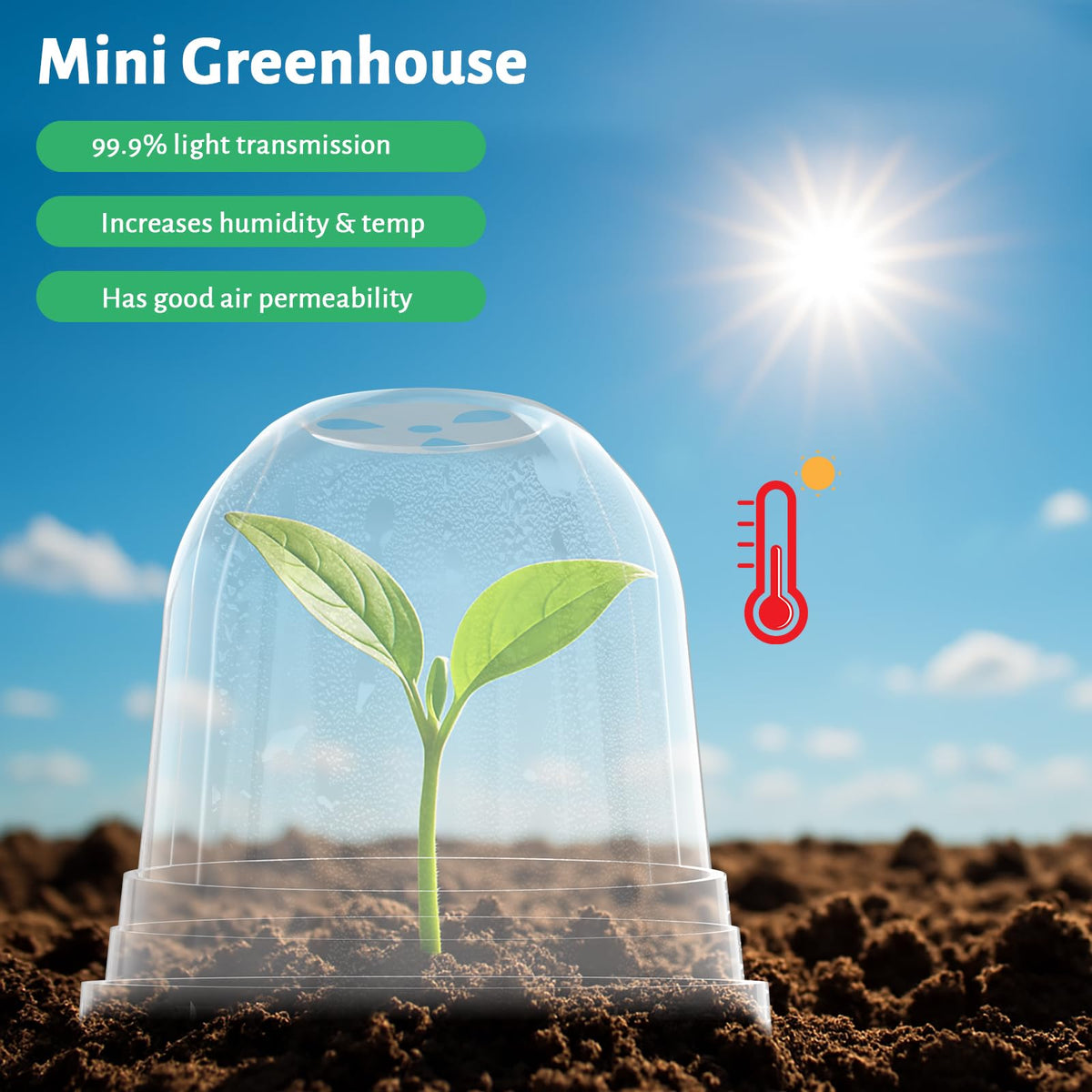 Bluepro crystal-clear dome offers easy seedling monitoring without distortion.