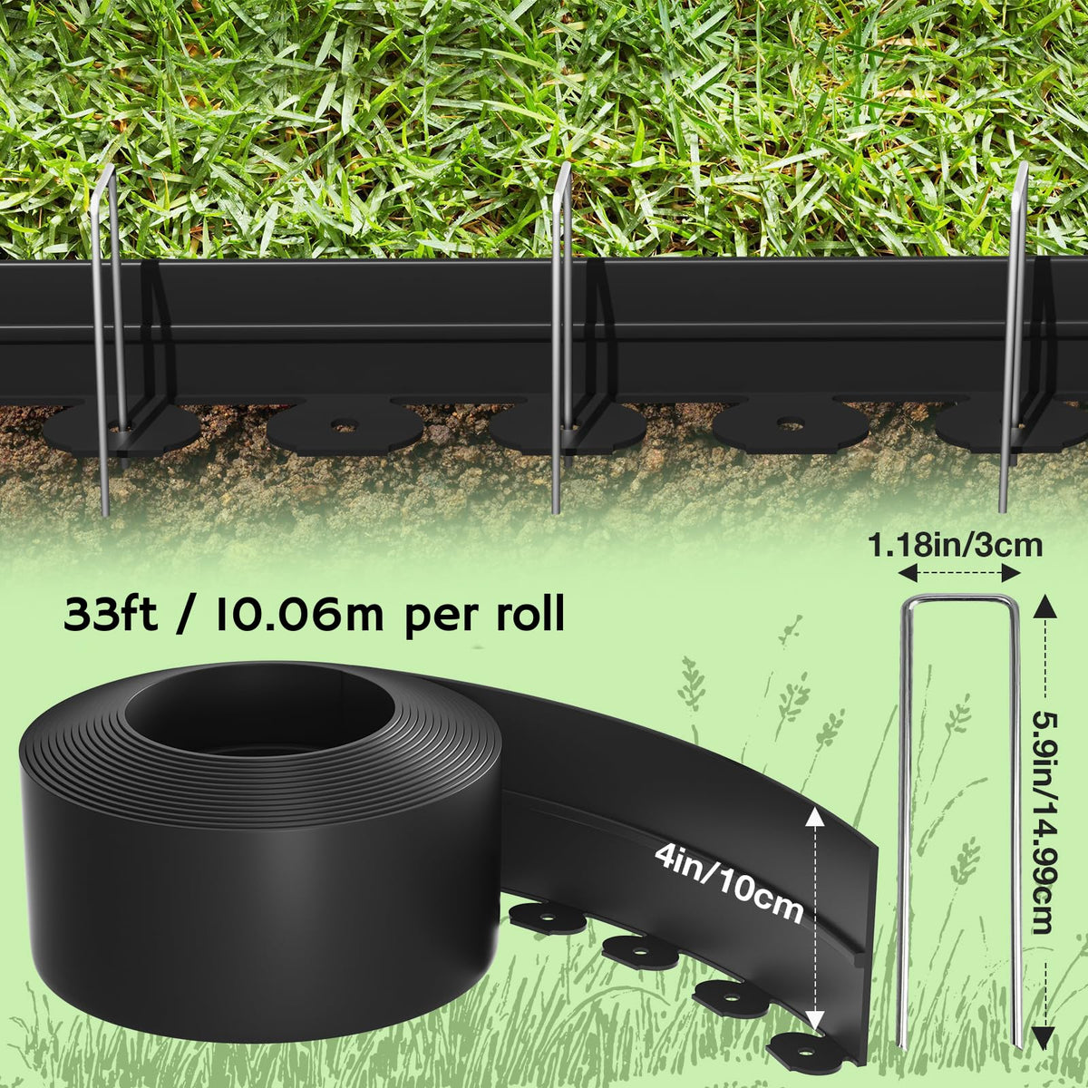 Bluepro landscape edging bends smoothly for curves or straight lines