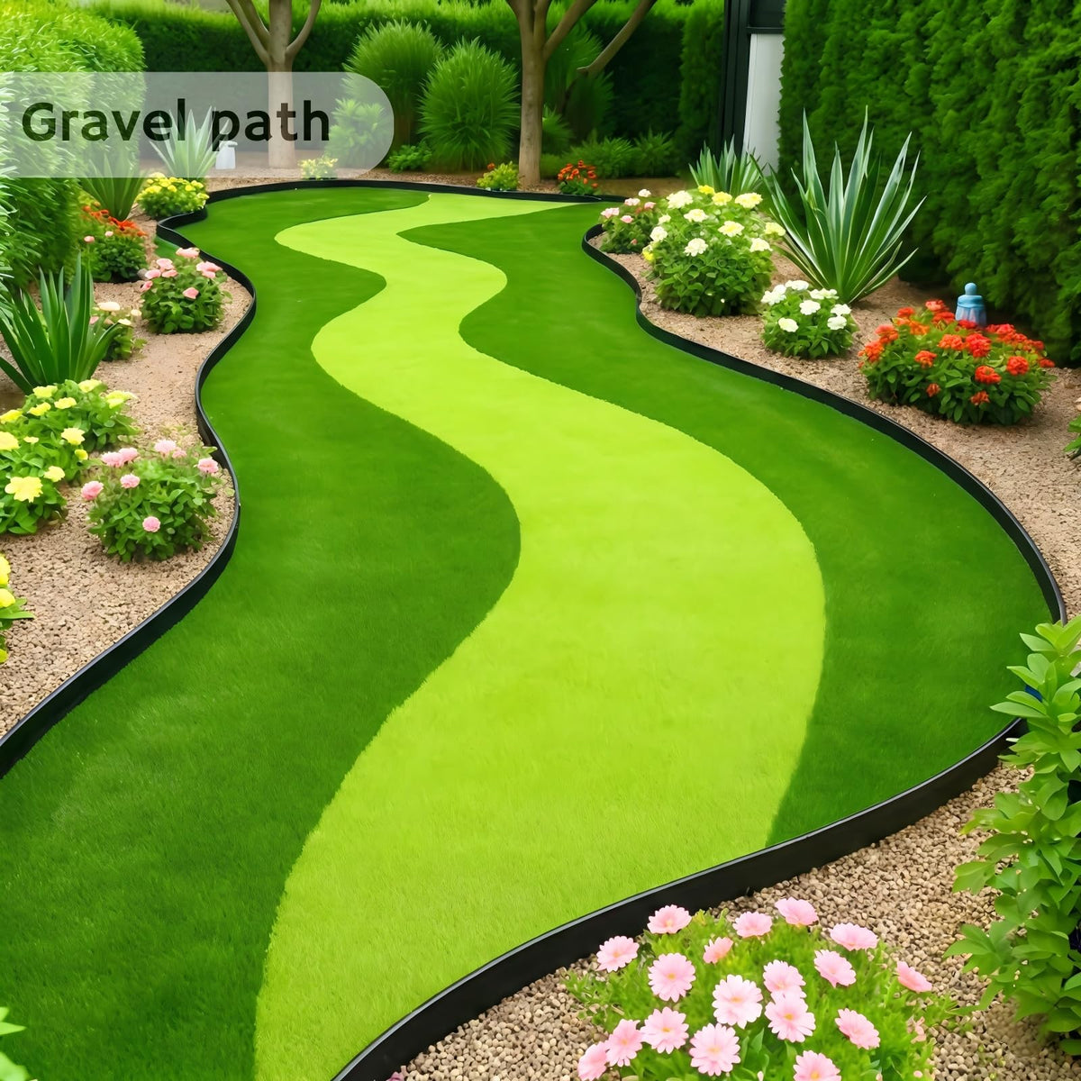 Bluepro protective shield defines borders around beds and trees