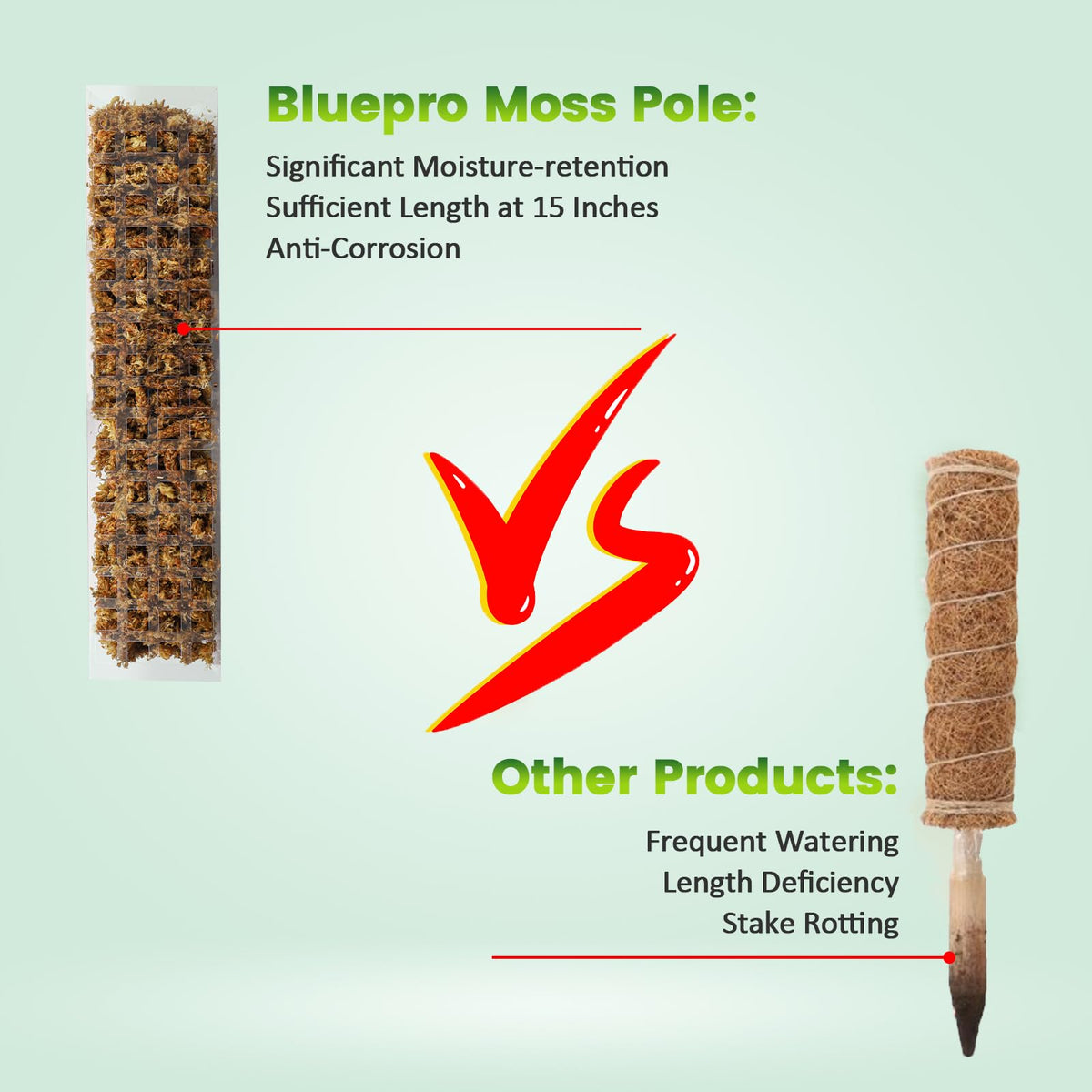 Bluepro moss pole assembly folds into a semi-cylindrical form.