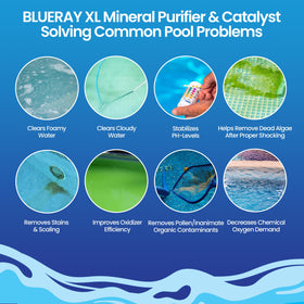 Blueray XL ionizer cylinder shown, helping ongoing water clarity.
