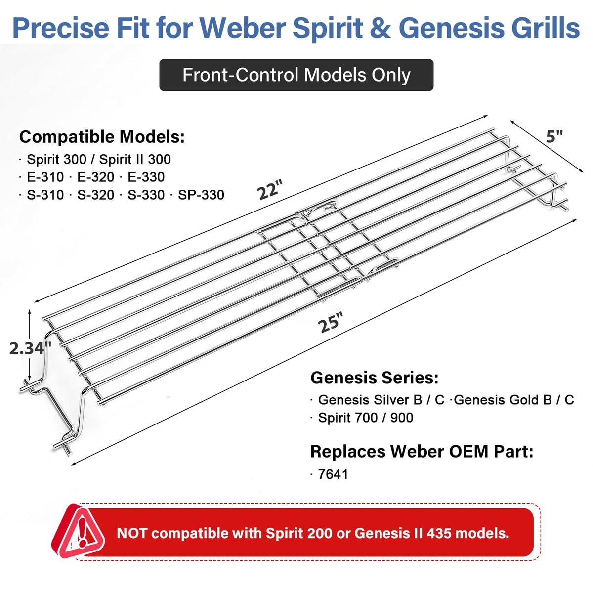 BLUES GRILL PARTS 7641 warming rack Genesis fit expands cooking space