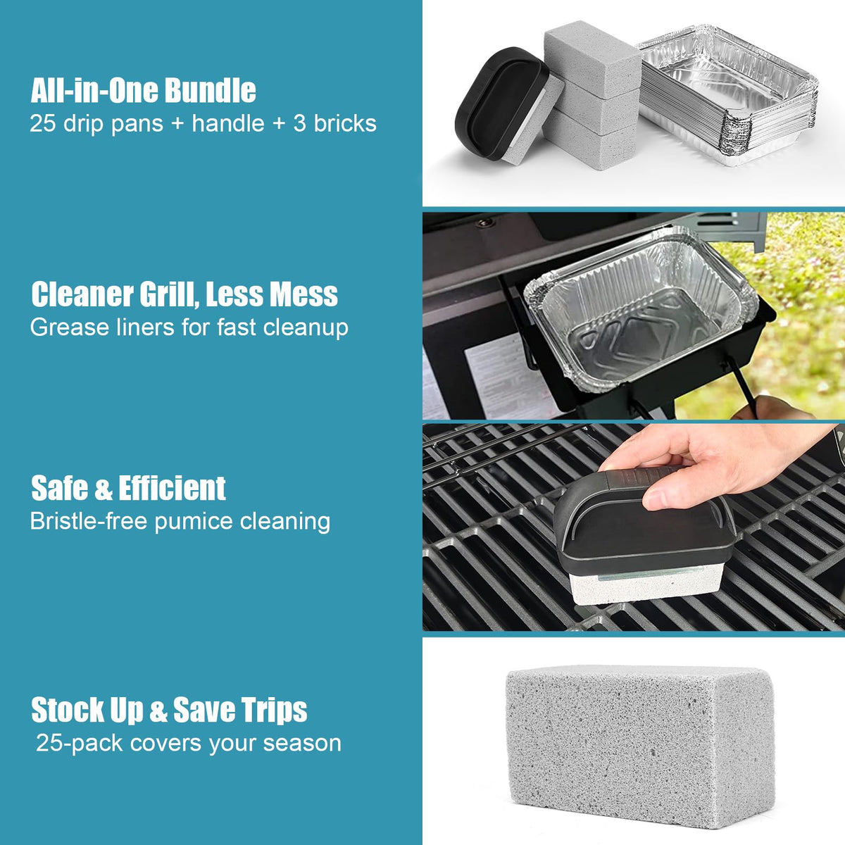 BLUES GRILL PARTS stackable disposable pans organized for storage