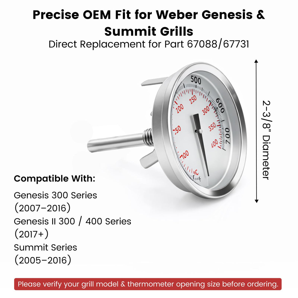 BLUES GRILL PARTS thermometer bezel fit ensures a seamless, tool-free installation.
