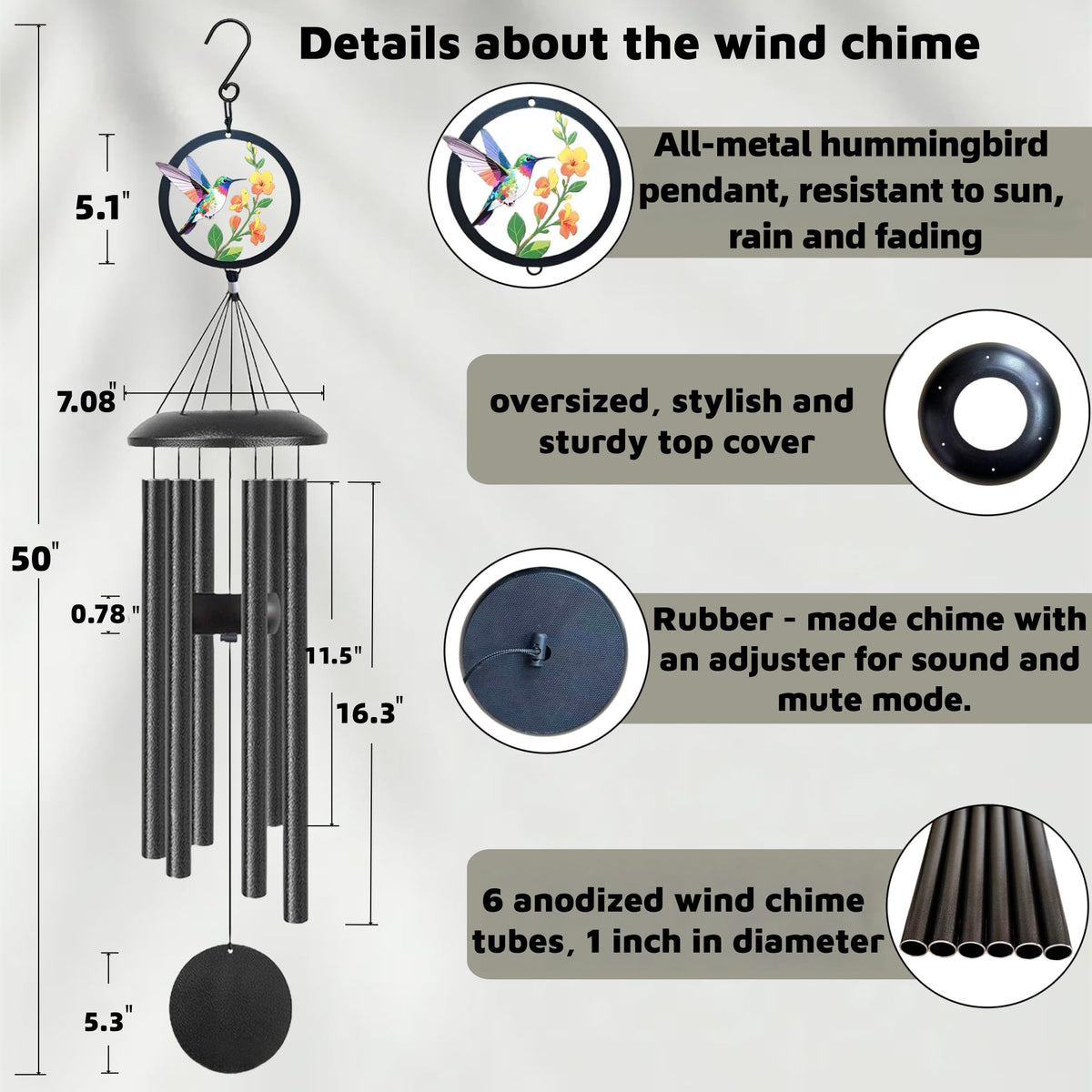 Blueskylnno 6-tube wind chimes show rich tones for outdoor spaces