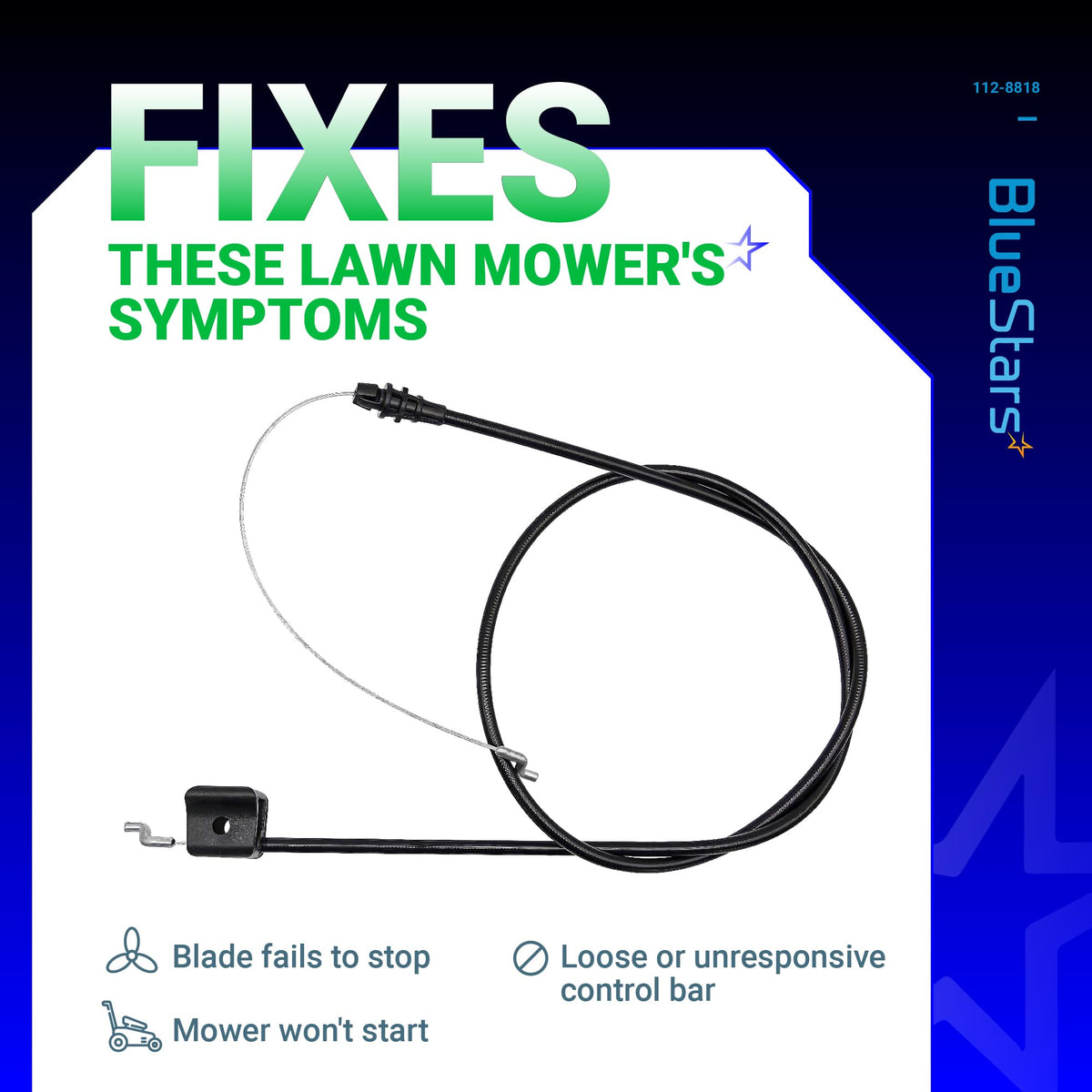 BlueStars 112-8818 brake cable supports wide mower compatibility