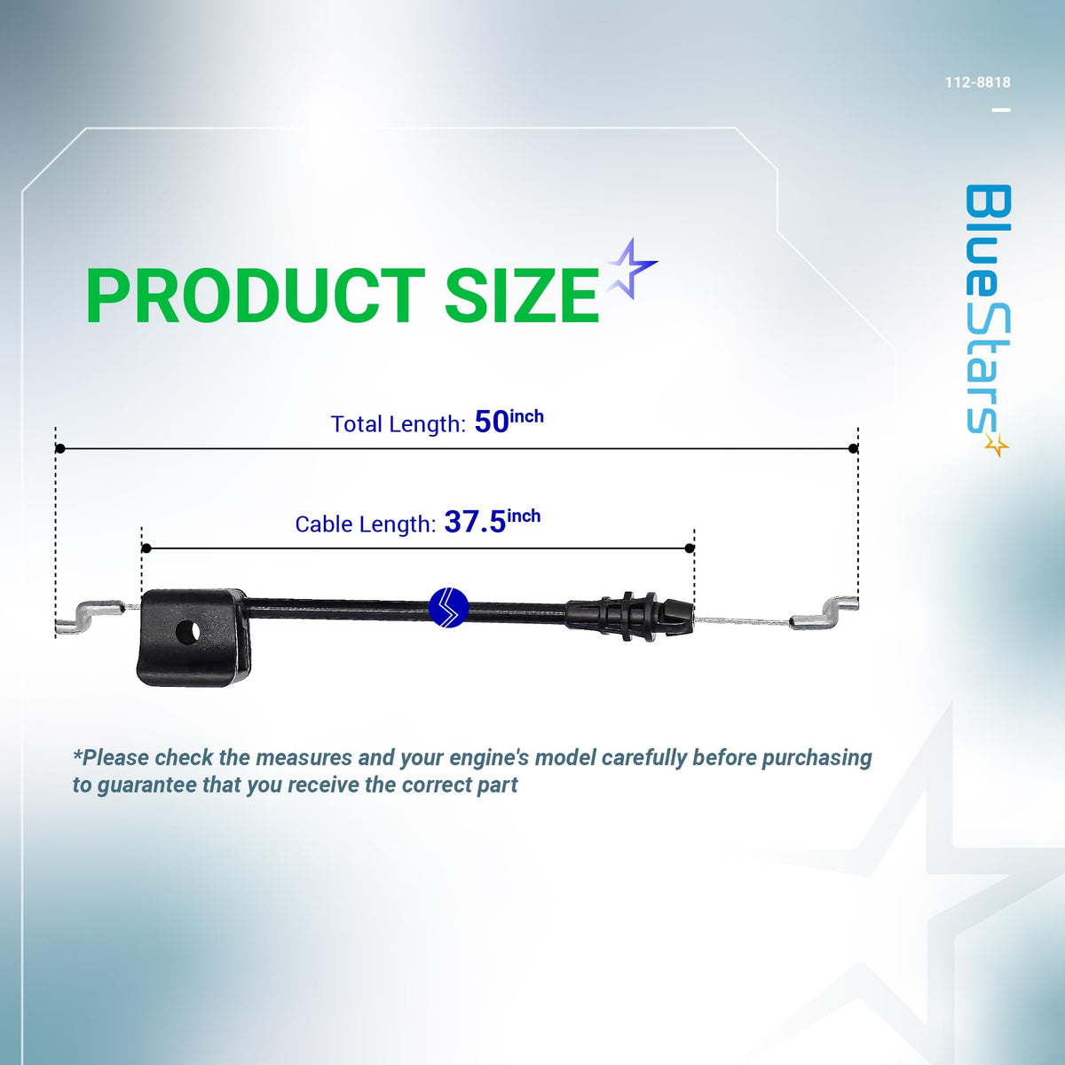 BlueStars 112-8818 brake cable with Z-type ends enhances blade stop reliability